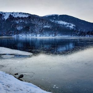 Lake Abant, Türkiye: lake and forest in winter.