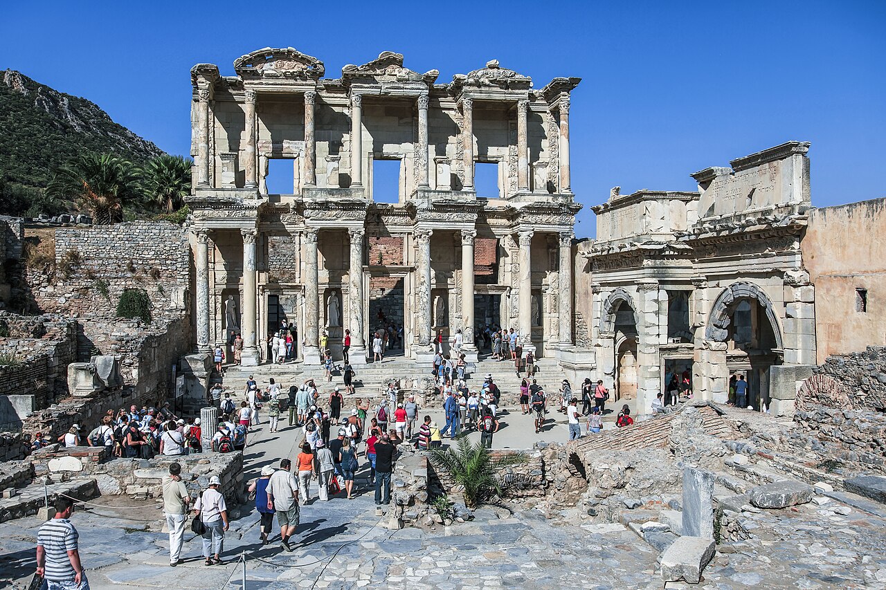 Ephesus: visitors beside the Library of Celsus.